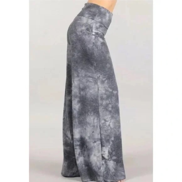 Gray Boho Wide Leg Relaxed Palazzo Lounge Pants - Picture 3 of 5
